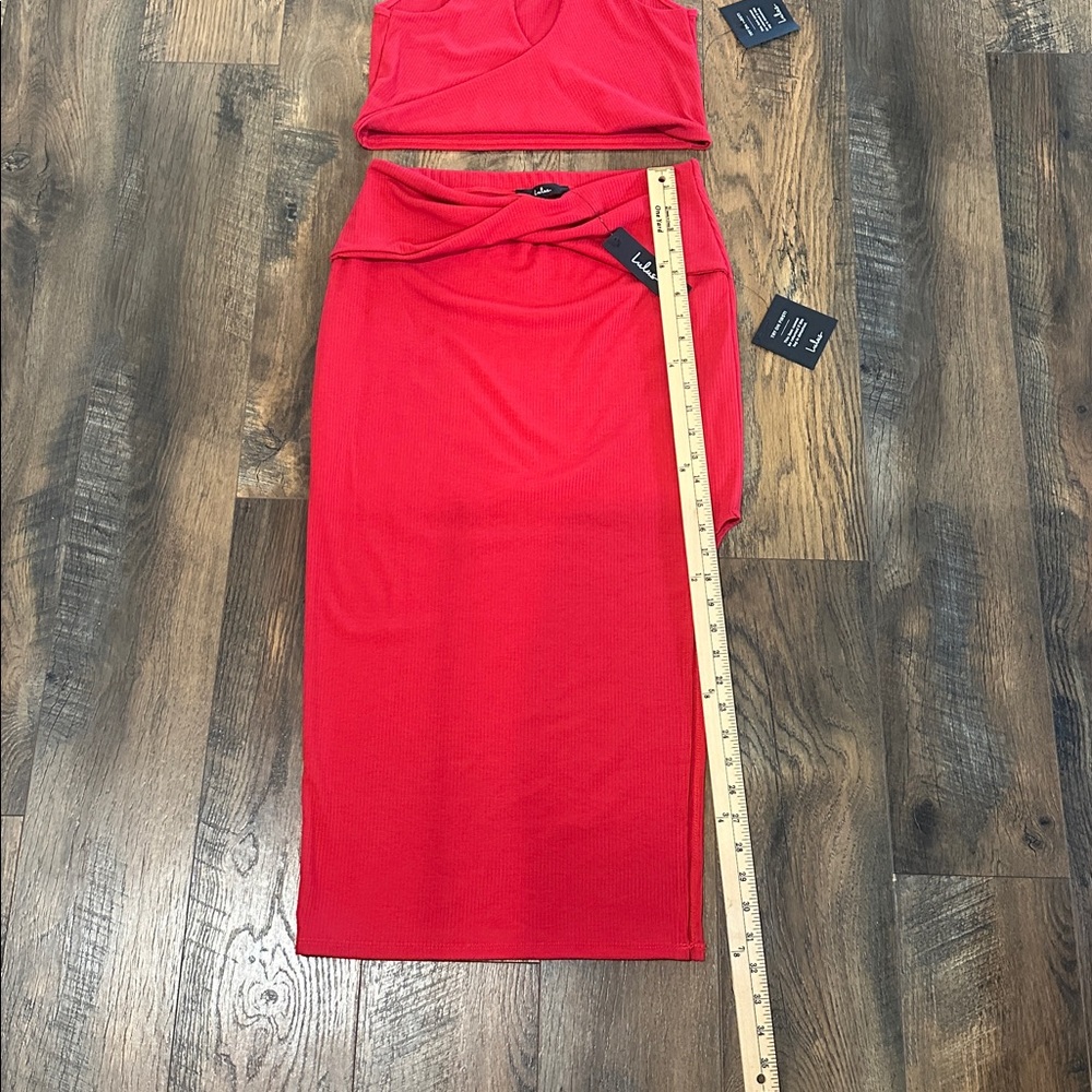 NWT! Lulus Make My Move Red Ribbed Twist-front Two-piece Midi Dress - Picture 11 of 16